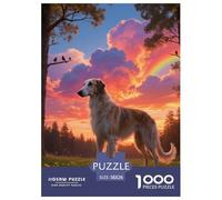 Irish Wolfhound Jigsaw Puzzles Puzzle for Adults Kids. 1000 Piece Cute Dog Impossible Challenge Toy Educational Games Home Decoration for Educational Games Gifts 38x26cm/1000pcs