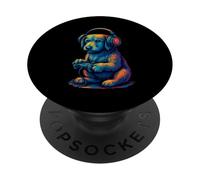 Irish Wolfhound Retro Gamer Vintage Gaming Dog Lover PopSockets Adhesive PopGrip
