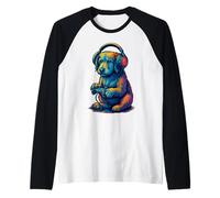 Irish Wolfhound Retro Gamer Vintage Gaming Dog Lover Raglan Baseball Tee