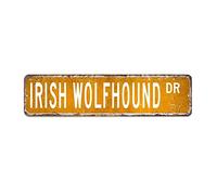 Irish Wolfhound Street Sign, Irish Wolfhound Gift Metal Tin Sign Wall Plaque for Bar Pub Garage Man Cave Home Decor,Retro Road Sign 15 X 60 CM