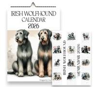 Irish Wolfhound Wall Calendar 2026, A4 Size 21.0 x 29.7 cm, Monthly Format with UK & US Holidays, Dog Lover Gift, Irish Wolfhounds Calendar, Wolfhounds Gifts, Canine Calenedar, Handmade