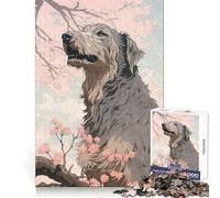 Irish Wolfhound Woodblock 1000 Piece Jigsaw Puzzles for Adults Jigsaw Mental Boost Precise Edge Fun Challenge Xmas Idea (38x52cm)