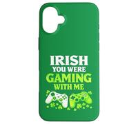 Irish You Were Gaming With Me Funny St Patrick's Day Gamer Case for iPhone 16 Plus