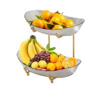 Irishom 3 Tier Acrylic Fruit Bowl for Kitchen Counter with Serving Bowls and Metal Stand - Tiered Basket for Vegetable Storage, Snacks, Nuts, Cake, Dessert - Party Wedding Buffet