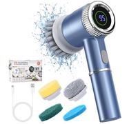 Irishom Electric Cleaning Brush,2024 New 5-IN-1 Portable Cordless Electric Spin Power Scrubber IPX7 Waterproof 3 Speeds Digital Display with 5 Brush Heads Ideal for Bathroom, Kitchen, Pantry, Corner