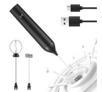 Irishom Electric Milk Frother Rechargeable Handheld Milk Frother with 2 Heads, 3 Levels Speed Adjustable Foam Maker for Coffee Cream Egg Latte Cappuccino Hot Chocolate, Type-C