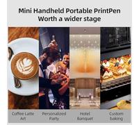 Irishom Food Printer 300psi High Precision Portable Handheld Cake Image Printer Applicable for Home Kitchen Coffee Shop (Coffee)