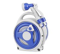 Irishom Garden Hose Reel 15M, Retractable Hose Reel with 8-in-1 Sprayer Nozzle, Compact & Portable Water Pipe Reel with Spray Lock，Standard Pipe Connector for Garden Watering Cleaning