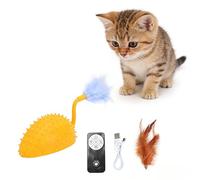 Irishom Interactive Cat Toy, Remote Control Electric 360° Auto Moving Mouse Cat Toy with Squeaky Sound, Feather Tail, USB Rechargeable Cat Toy for Indoor Cats Kittens and Dogs