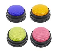 Irishom Pack of 4 Buzzers with Recording Function and Light Voice Recording Sound Button Interactive Resources Toy Answer Buzzer