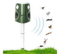 Irishom Solar Mole Repellent Ultrasonic Outdoor Pest Bird Squirrel Animal Repeller IP66 Waterproof 360 Degree PIR Sensor Auto Motion Detection with Flash LEDs Voice Alarm Detachable Rod