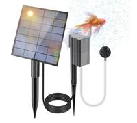 Irishom Solar Pond Aerator, 2.5W/7V Air Pump Oxygenator 0.6L/min Solar Pump for Pond with 1 Bubble Stone and Ground Spike for Outdoor Garden Fish Pond Hydroponic