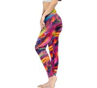Irisjudy Women Full Length Leggings, Ethnic Geometric High Waist Stretchy Workout Tights, Ladybug Comfy Yoga Pants Plus Size, Neon Color, Large