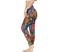 Irisjudy Women Leggings Full Length Casual Soft Skinny, Stretchy Workout Tights Long Pants Plus Size for Gym Women's Sports, Folk Art Cats, XXXL