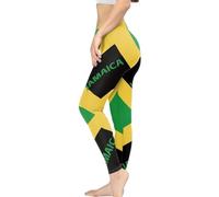 Irisjudy Women's High Waist Yoga Pants, Flowers Stretchy Tights Boho Skinny Trousers, Ladybugs Ankle Length Leggings XS-3XL, Jamaica Flag, XXXL