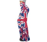 Irisjudy Women's Tiger Print Flare Yoga Pants High Waist Workout Bootleg Pants Butterfly Tummy Control Lounge Sweatpants, Union Jack Flag Graffiti, M