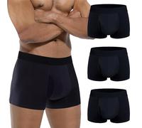 IRISMORII Absorbent Briefs Mens Incontinence Underwear Disposable Front Fly 60 Ml Leak Proof Trunk 3 Pack(3 Black, L)
