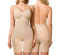 Irisnaya Shapewear Bodysuit for Women Tummy Control Backless Seamless Butt Lifter Full Body Shaper Sculpting Body Suit, Beige, Medium