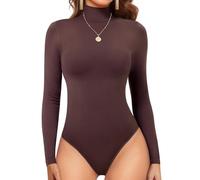Irisnaya Women's Mock Turtleneck Long Sleeve Bodysuit Thong High Neck Body Suits Tops