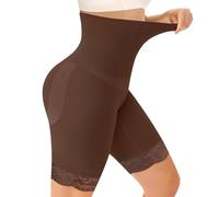 Irisnaya Women's Tummy Control Shapewear Shorts - High Waisted Butt Lifting Seamless Body Shaper Panties Everyday Wear, Brown, Medium