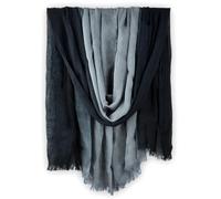 Iristide Two-tone Linen Scarf for Women Lightweight Summer Wrap Cotton Shawl Beach Travel Pashmina Gauze 75"×35", Light Grey/Black, 75 inch ×35 inch
