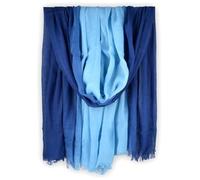 Iristide Two-tone Linen Scarf for Women Lightweight Summer Wrap Cotton Shawl Beach Travel Pashmina Gauze 75"×35", Light Blue/Royal Blue, 75 inch ×35 inch
