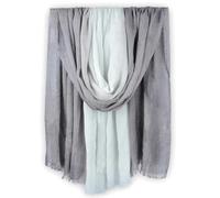 Iristide Two-tone Linen Scarf for Women Lightweight Summer Wrap Cotton Shawl Beach Travel Pashmina Gauze 75"×35", Light Grey/White, 75 inch ×35 inch