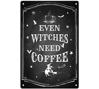 IRISVITA Black Witch Kitchen Sign, Vintage Halloween Decor, Gothic Wall Art, 11.75 X 7.8 Inches