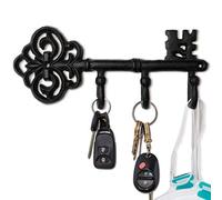 IRISVITA Key Holder for Wall Decorative, Antique Black Cast Iron Key Holder, Rustic Key Hooks for Wall with 3 Hooks, 8.75 x 3.5 Inches with Gitable Packaging, Matching Screws and Anchors Included
