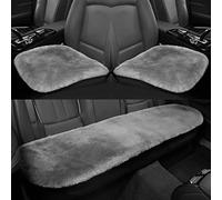IRIWOOL Car Sheepskin Cushion (Front seat Cushion 2pcs & Rear seat Cushion 1pc, Gray)