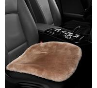 IRIWOOL Genuine Sheepskin Auto Seat Pad, Australian Soft Wool Seat Cover Breathable and Sweat-Wicking Comfort Warm Universal Fit,19.2 inch x19.2 inch (Front seat Cushion 1pc, Light Brown)