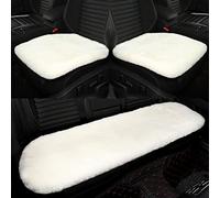 IRIWOOL Genuine Sheepskin Auto Seat Pad, Australian Soft Wool Seat Cover Breathable and Sweat-Wicking Universal Fit,19.2 inch x19.2 inch (Front seat Cushion 2pcs & Rear seat Cushion 1pc, Ivory White)