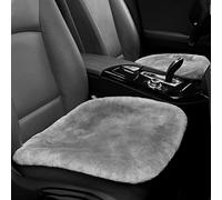 IRIWOOL Genuine Sheepskin Auto Seat Pad, Australian Soft Wool Seat Cover Breathable and Sweat-Wicking Comfort Warm Universal Fit,19.2 inch x19.2 inch (Front seat Cushion 2pcs, Gray)