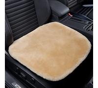 IRIWOOL Genuine Sheepskin Auto Seat Pad, Australian Soft Wool Seat Cover Breathable and Sweat-Wicking Comfort Warm Universal Fit,19.2 inch x19.2 inch (Front seat Cushion 1pc, Khaki)
