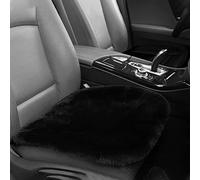 IRIWOOL Genuine Sheepskin Auto Seat Pad, Australian Soft Wool Seat Cover Breathable and Sweat-Wicking Comfort Warm Universal Fit,19.2 inch x19.2 inch (Front seat Cushion 1pc, Black)