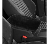 IRIWOOL Sheepskin Armrest Cover Auto Center Armrest Cover Car Soft Console Pad, Fluffy Wool Auto Center Console Cover for Most Car Arm Rest Decoration Protector 7 x 13 Inch (Shearling, Dark Gray)