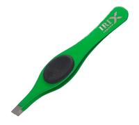 Irix London Soft Grip Slanted Tweezers - Precision Eyebrow & Facial Hair Plucking Tool - Ergonomic Stainless Steel Tweezer (Oval Green Slanted)