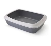 Iriz Cat Litter Tray With Rim Cool Grey 50x37x14cm (Pack of 6)