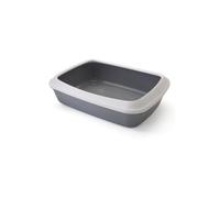 Savic Iriz 50 Litter Tray + Rim - 50 x 37 x 14cm - White and Cold Grey