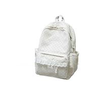 irLocy Coquette Aesthetic Backpack Cute Backpack with Lace Large Laptop Daypack Kawaii Supplie with Cute Accessories, Beige Polka Dot, M, Kawaii