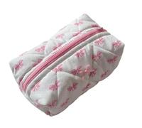 irLocy Coquette Bow Y2k Makeup Bag Cute Quilted Make Up Pouch Small Preppy Floral Cosmetic Bag Toiletry Organizer Bag, Pink bow tie