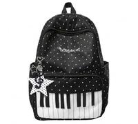 irLocy Piano Backpack Whimsical Twee Backpack Y2k Cute Bookbag Medium Daypack Cutecore Supplies, Black Polka Dot, M, Kawaii