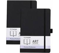 Irmanas A5 Notebook, 2 Pack Premium Classic Lined Notepad with Pen Loop 160 Pages College Leather Hardcover Journal Business Gift Office Supplies for Men Women