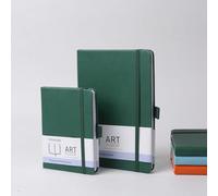 Irmanas A6 Notebook, 2 Pack Premium Classic Lined Notepad with Pen Loop 160 Pages College Leather Hardcover Journal Business Gift Office Supplies for Men Women(Dark or deep green)