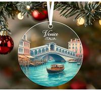 IrmaShops Venice Acrylic Ornament 3.5" - Italia Christmas Decoration for Travel Lovers - Venice Souvenir for Trip Lovers