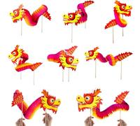 IRmm 8PCS Chinese New Year Paper Dragon, DIY 3D Chinese Paper Dragon Hanging Garland Crafts, Handheld Chinese Paper Dragon