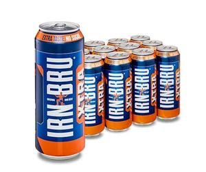 IRN-BRU XTRA, 12 Pack Zero No Sugar & Low Calorie with XTRA Taste Fizzy Drink Multipack Cans - 12 x 500ml Big Cans