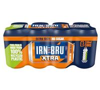 IRN-BRU XTRA, 8 Pack Zero No Sugar & Low Calorie with XTRA Taste Fizzy Drinks Multipack Cans - 8 x 330ml Cans