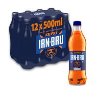 IRN-BRU Zero Carbonated Soft Drink, 12 Pack, 500ml Bottles | Zero sugar and zero calorie version of Scotland's iconic 32-flavour sparkling soft drink.