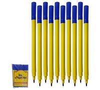 IRO Felt Tips Colouring Pens, BLUE, Pack of 10, Draw Sketch Colour Mark Write Felt Pens, School Office Home Classroom Ideal Use, iZOFAX Black Ball Pen